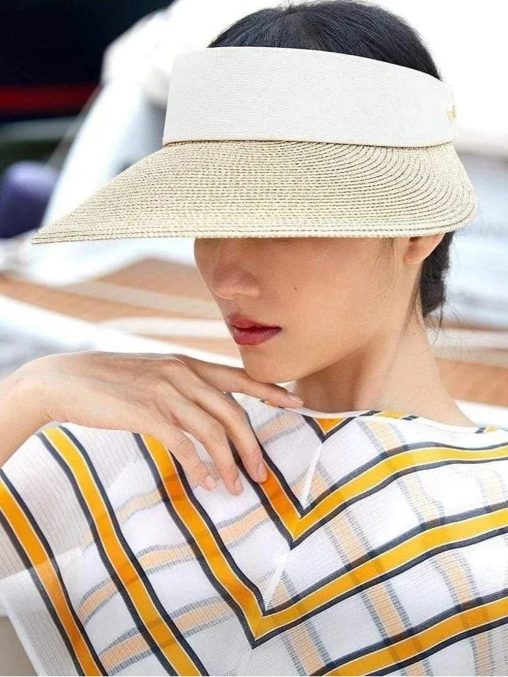 NWOT Eric Javits Champ II Straw Visor / Hat - Picture 2 of 11